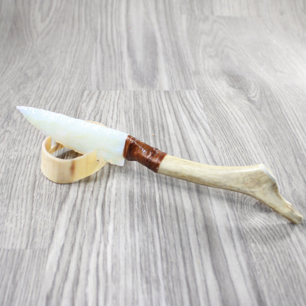 Deer Antler Handle Opalite Blade Ornamental Knife #2540 Mountain Man Knife