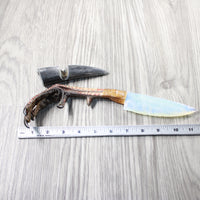 Turkey Foot Handle Opalite Blade Ornamental Knife #9640 Mountain Man Knife