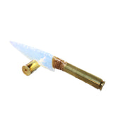 50 Cal Shell Casing Handle Opalite Blade Ornamental Knife #9640 Mountain Man Knife