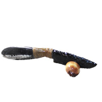 Orthoceras Fossil Handle Obsidian Blade Ornamental Knife #0940 Mountain Man Knife