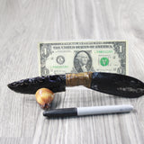 Orthoceras Fossil Handle Obsidian Blade Ornamental Knife #0940 Mountain Man Knife