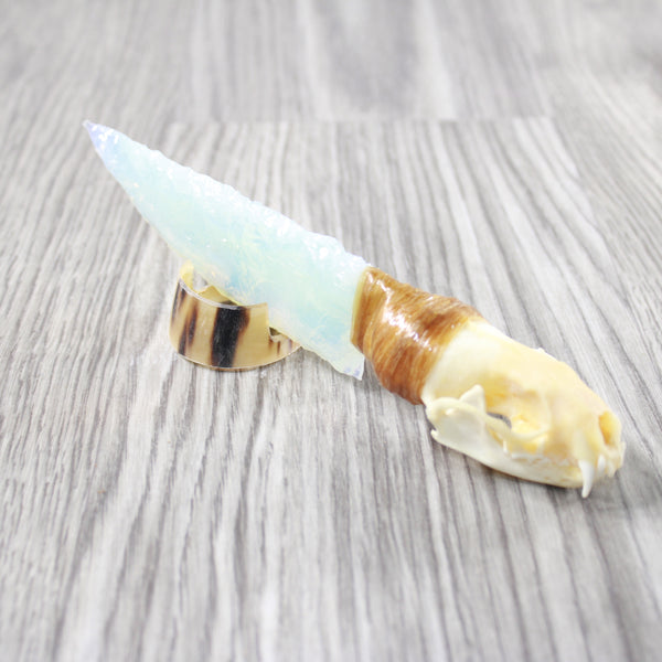 Mink Skull Handle Opalite Blade Ornamental Knife #7040 Mountain Man Knife