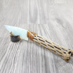 Cholla Cactus Wood Handle Opalite Blade Ornamental Knife #0040 Mountain Man Knife