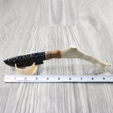 Reindeer Antler Handle Obsidian Blade Ornamental Knife #1040 Mountain Man Knife