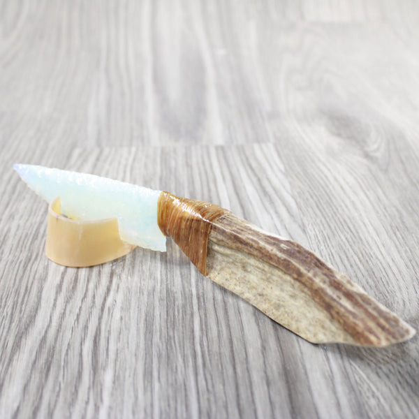 Moose Antler Handle Opalite Blade Ornamental Knife #1040 Mountain Man Knife