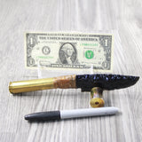 50 Cal Shell Casing Handle Obsidian Blade Ornamental Knife #3340 Mountain Man Knife