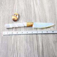 Selenite Spiral Handle Opalite Blade Ornamental Knife #8440 Mountain Man Knife