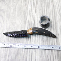 Goat Horn Handle Obsidian Blade Ornamental Knife #2540 Mountain Man Knife