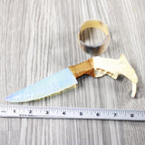 Beaver Jaw Handle Opalite Blade Ornamental Knife #1540 Mountain Man Knife