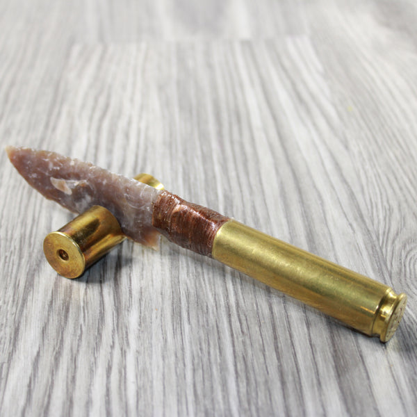 50 Cal Shell Casing Handle Stone Blade Ornamental Knife #3640 Mountain Man Knife