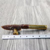 50 Cal Shell Casing Handle Stone Blade Ornamental Knife #3640 Mountain Man Knife