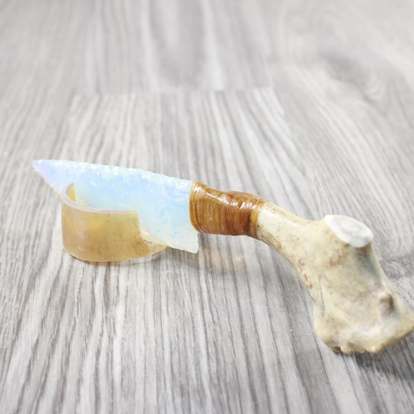 Reindeer Antler Handle Opalite Blade Ornamental Knife #1740 Mountain Man Knife