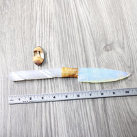 Selenite Spiral Handle Opalite Blade Ornamental Knife #3340 Mountain Man Knife