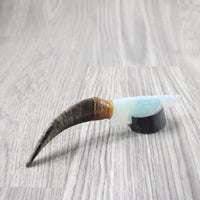 Goat Horn Handle Opalite Blade Ornamental Knife #2440 Mountain Man Knife