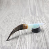 Goat Horn Handle Opalite Blade Ornamental Knife #2440 Mountain Man Knife