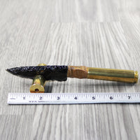 50 Cal Shell Casing Handle Obsidian Blade Ornamental Knife #7540 Mountain Man Knife