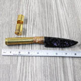 50 Cal Shell Casing Handle Obsidian Blade Ornamental Knife #7540 Mountain Man Knife