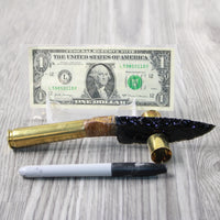 50 Cal Shell Casing Handle Obsidian Blade Ornamental Knife #7540 Mountain Man Knife