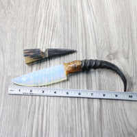 Springbok Horn Horn Handle Opalite Blade Ornamental Knife #6540 Mountain Man Knife