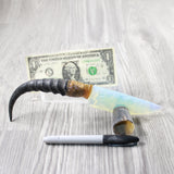 Springbok Horn Horn Handle Opalite Blade Ornamental Knife #6540 Mountain Man Knife