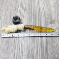 Rabbit Foot Handle Glass Blade Ornamental Knife #1640 Mountain Man Knife