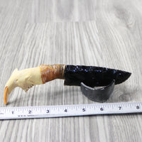 Beaver Jaw Handle Obsidian Blade Ornamental Knife #1640 Mountain Man Knife