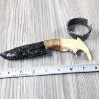 Beaver Jaw Handle Obsidian Blade Ornamental Knife #1640 Mountain Man Knife