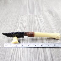 Deer Bone Handle Obsidian Blade Ornamental Knife #4640 Mountain Man Knife