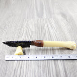 Deer Bone Handle Obsidian Blade Ornamental Knife #4640 Mountain Man Knife