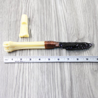 Deer Bone Handle Obsidian Blade Ornamental Knife #4640 Mountain Man Knife