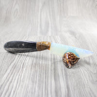 Orthoceras Fossil Handle Opalite Blade Ornamental Knife #8840 Mountain Man Knife