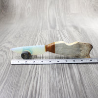 Moose Antler Handle Opalite Blade Ornamental Knife #9940 Mountain Man Knife