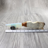 Moose Antler Handle Opalite Blade Ornamental Knife #9940 Mountain Man Knife