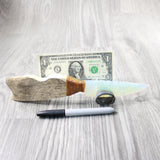 Moose Antler Handle Opalite Blade Ornamental Knife #9940 Mountain Man Knife