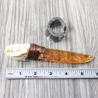 Mink Skull Handle Glass Blade Ornamental Knife #3040 Mountain Man Knife