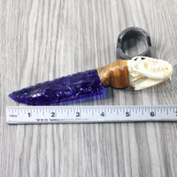 Mink Skull Handle Glass Blade Ornamental Knife #3140 Mountain Man Knife