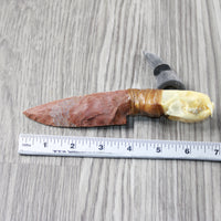 Mink Skull Handle Stone Blade Ornamental Knife #734-1 Mountain Man Knife