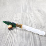 Selenite Spiral Handle Glass Blade Ornamental Knife #344-1 Mountain Man Knife