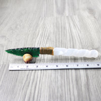 Selenite Spiral Handle Glass Blade Ornamental Knife #344-1 Mountain Man Knife