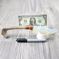 Deer Antler Handle Opalite Blade Ornamental Knife #244-1 Mountain Man Knife