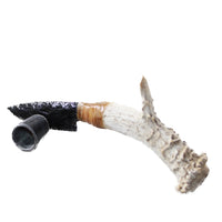 Deer Antler Crown Handle Obsidian Blade Ornamental Knife #844-1 Mountain Man Knife