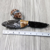 Orthoceras Fossil Handle Obsidian Blade Ornamental Knife #864-1 Mountain Man Knife