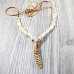 Very Large Rattlesnake Rattle Plus Antler Bead Necklace  #474-1 Mountain Man Necklace