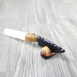 Selenite Spiral Handle Obsidian Blade Ornamental Knife #314-1 Mountain Man Knife