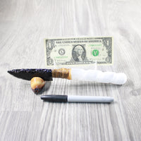 Selenite Spiral Handle Obsidian Blade Ornamental Knife #314-1 Mountain Man Knife