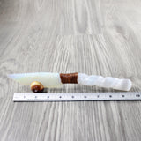 Selenite Spiral Handle Opalite Blade Ornamental Knife #044-1 Mountain Man Knife