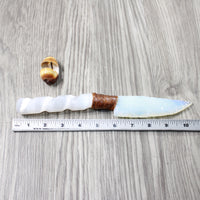 Selenite Spiral Handle Opalite Blade Ornamental Knife #044-1 Mountain Man Knife