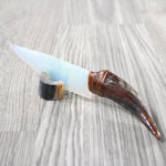 Goat Horn Handle Opalite Blade Ornamental Knife #604-1 Mountain Man Knife