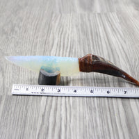 Goat Horn Handle Opalite Blade Ornamental Knife #604-1 Mountain Man Knife