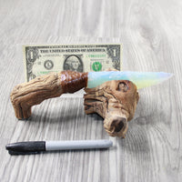 Grapevine Wood  Handle Opalite Blade Ornamental Knife #024-1 Mountain Man Knife